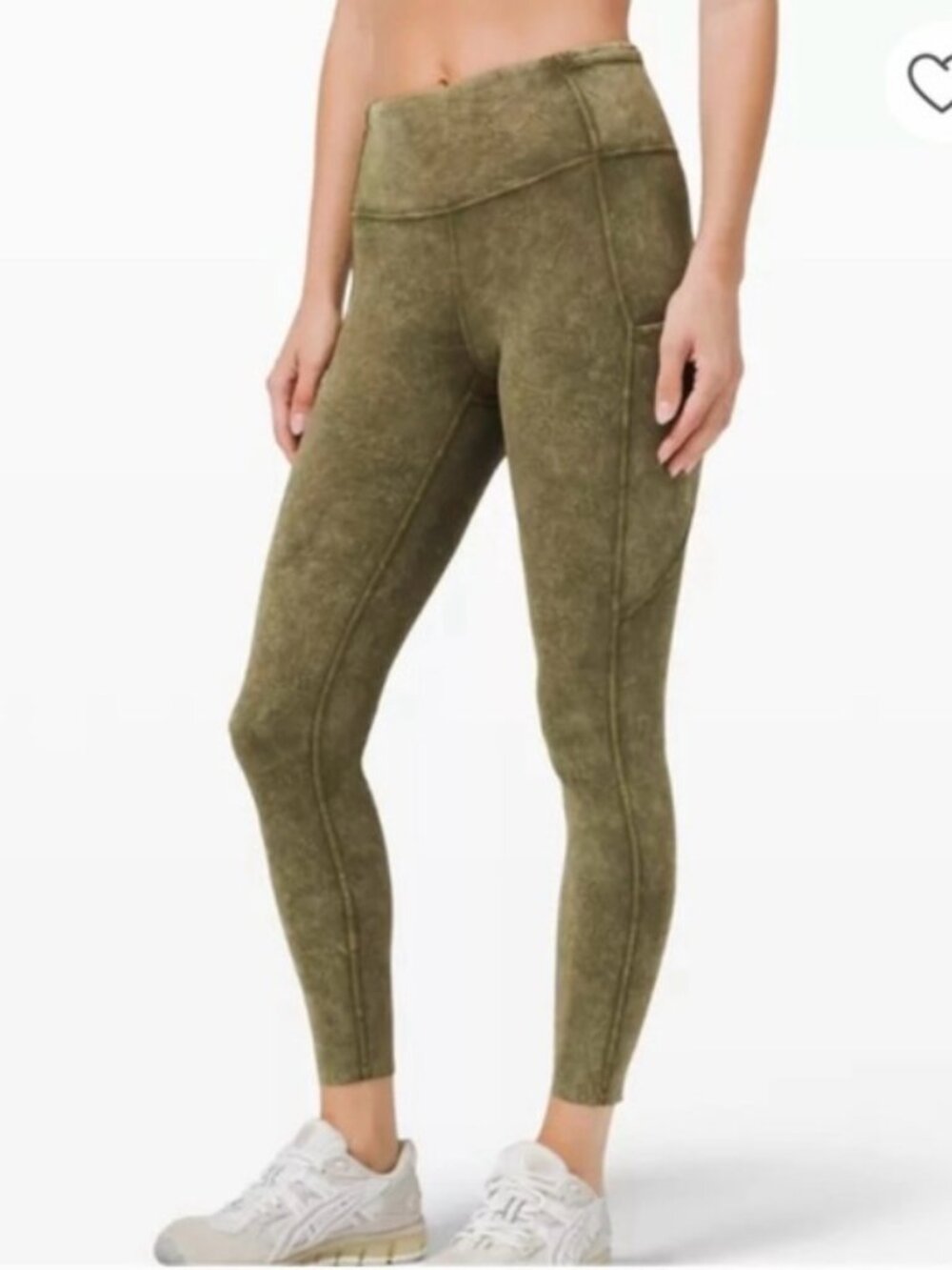 Lululemon Fast and Free High Rise Leggings  27” Ice Wash Moss Green Size 6 EUC